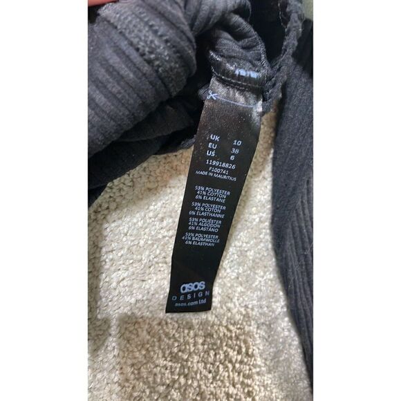 ASOS DESIGN NWT Ribbed Bust Seam Detail Corset Long Sleeve Top in Black Size 6 - Picture 4 of 11